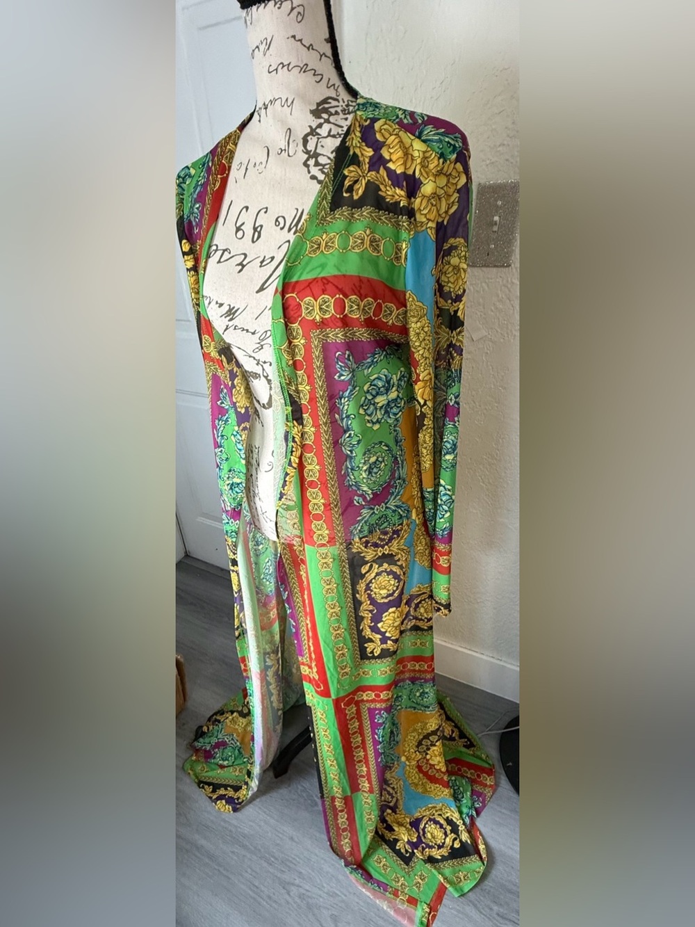 Fashion Nova Baroque Print Cut-Out Swimsuit & Kimono Cover Up Set - Size M - Picture 10 of 12